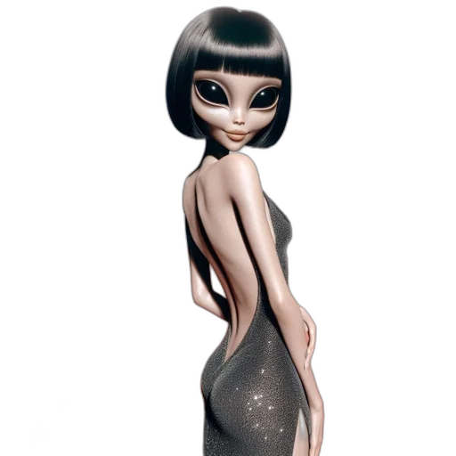 dress, concept art, cartoon, 3d render, fantasy art, outer space, animated, figure transparent PNG cut-out