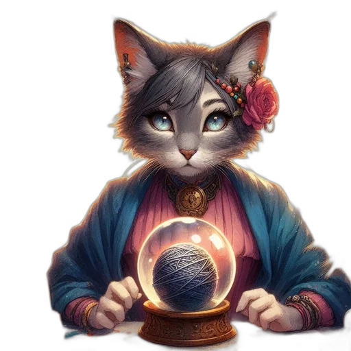 staff, jewelry, fantasy art, concept art, photorealistic, oil painting, mystical, cat transparent PNG cut-out