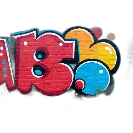 3d render, cartoon, photorealistic, comic book art, wall, covered, colorful, graffiti transparent PNG cut-out