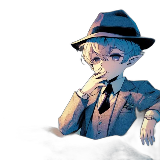hat, staff, face, mask, anime, vaporwave, concept art, pixel art transparent PNG cut-out