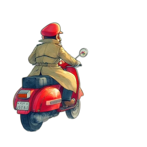car, jacket, concept art, watercolor, pixel art, anime, red, man transparent PNG cut-out