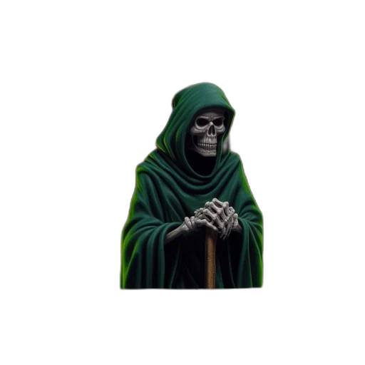staff, jacket, mask, creature, pixel art, concept art, 3d render, fantasy art transparent PNG cut-out
