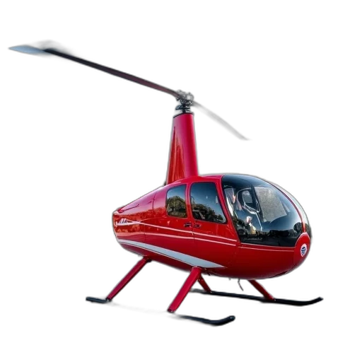 3d render, photorealistic, concept art, red, white, helicopter, spinning, rotors transparent PNG cut-out