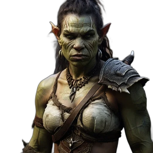 face, staff, concept art, fantasy art, 3d render, photorealistic, green-skinned, character transparent PNG cut-out