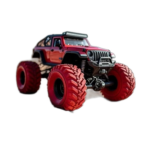 car, 3d render, concept art, rock, crawler, red, tires transparent PNG cut-out