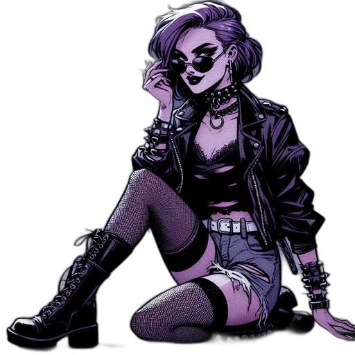 jacket, weapon, cyberpunk, comic book art, concept art, cartoon, neon lights, dark transparent PNG cut-out