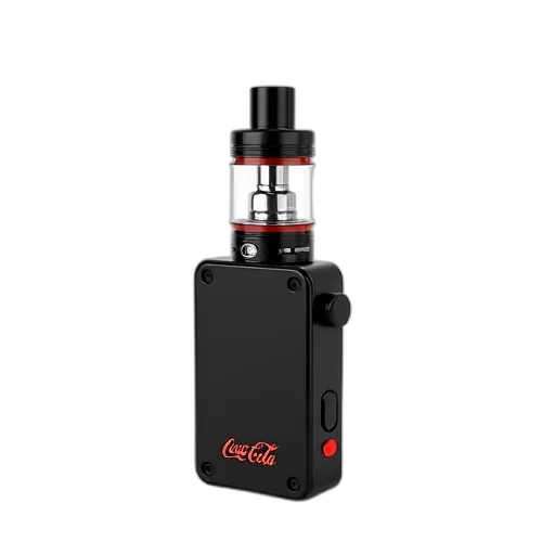 black, silver, electronic, cigarette, device, glass, chamber, red transparent PNG cut-out