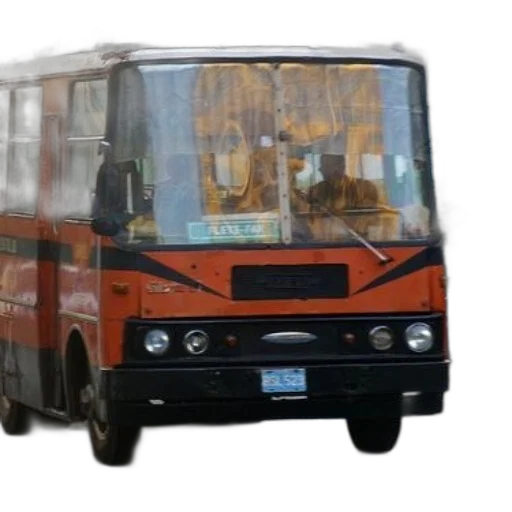 car, 3d render, photorealistic, concept art, orange, bus, black, front transparent PNG cut-out