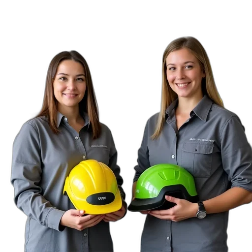 staff, two, women, standing, front, whiteboard, word, ryobi transparent PNG cut-out