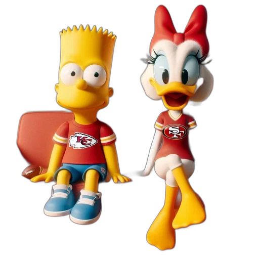 3d render, concept art, cartoon, bart, simpson, daisy, duck, sit transparent PNG cut-out