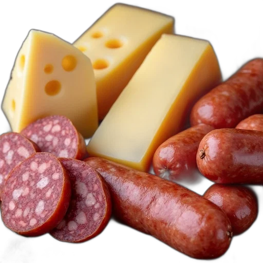 food, animal, weapon, crown, photorealistic, 3d render, variety, sausages transparent PNG cut-out