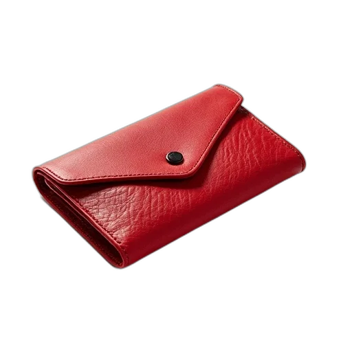 red, leather, wallet, textured, pattern, metal, snap, closure transparent PNG cut-out