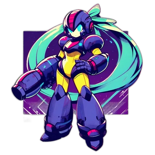 robot, pixel art, concept art, vaporwave, cyberpunk, blue, neon, colorful transparent PNG cut-out