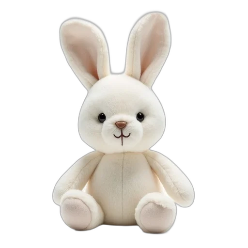 3d render, plush, toy, white, rabbit, long, ears, cute transparent PNG cut-out