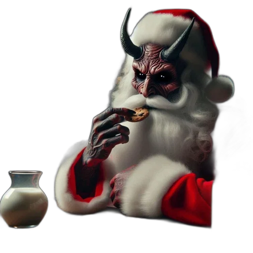concept art, fantasy art, 3d render, photorealistic, atypical, santa, claus, sinister transparent PNG cut-out