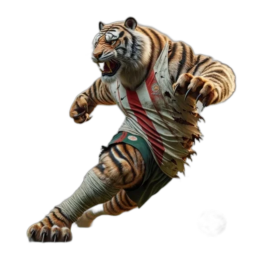 animal, creature, concept art, 3d render, photorealistic, fantasy art, anthropomorphic, tiger transparent PNG cut-out