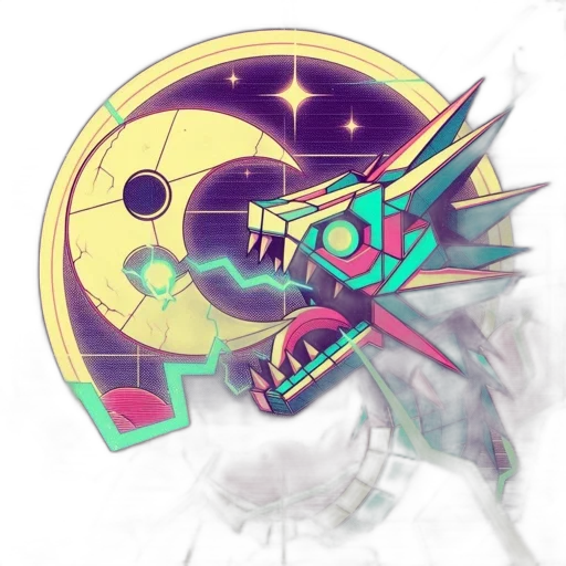 mask, robot, dragon, weapon, vaporwave, concept art, pixel art, anime transparent PNG cut-out