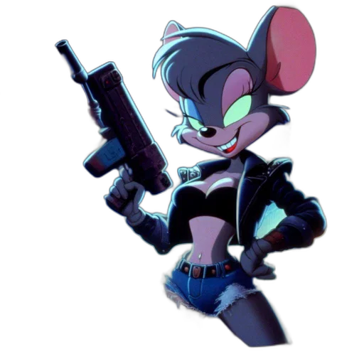 weapon, jacket, animal, staff, concept art, cyberpunk, cartoon, 3d render transparent PNG cut-out