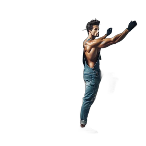 weapon, jacket, sword, shoes, concept art, pixel art, photorealistic, 3d render transparent PNG cut-out
