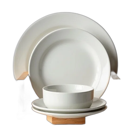 3d render, earth tones, three, stackable, wooden, plates, dishes, dish transparent PNG cut-out