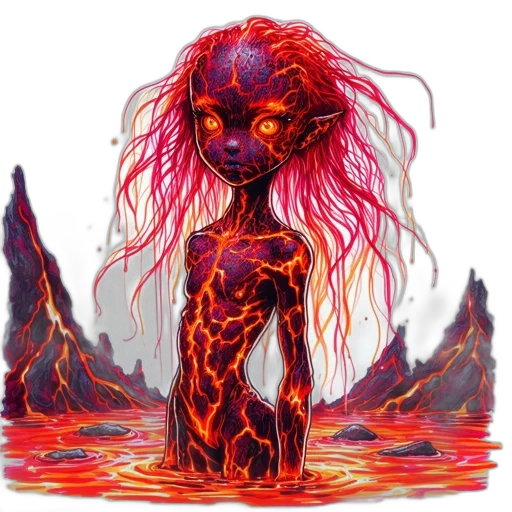creature, hair, mask, concept art, fantasy art, pixel art, comic book art, fire transparent PNG cut-out
