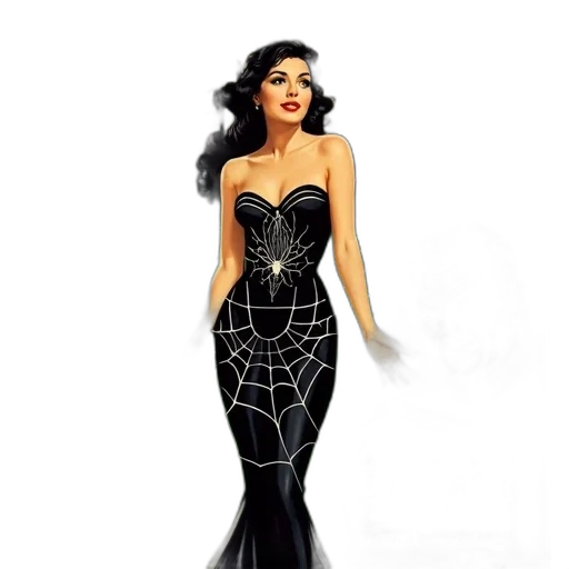 dress, comic book art, concept art, fantasy art, cartoon, vintage, movie, poster transparent PNG cut-out