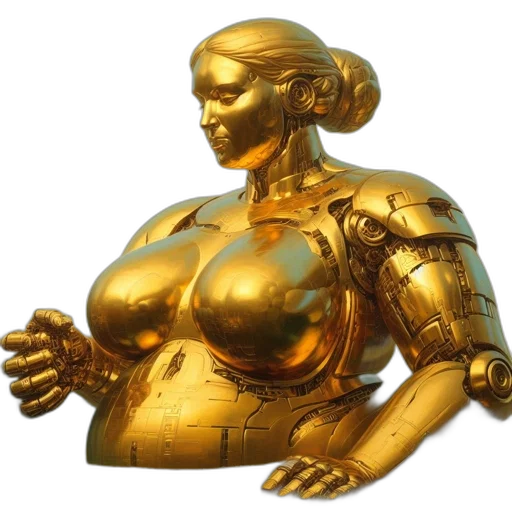 robot, jewelry, weapon, crown, concept art, 3d render, cyberpunk, fantasy art transparent PNG cut-out