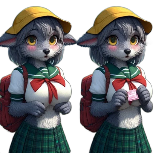 staff, hat, animal, jacket, 3d render, concept art, anime, photorealistic transparent PNG cut-out