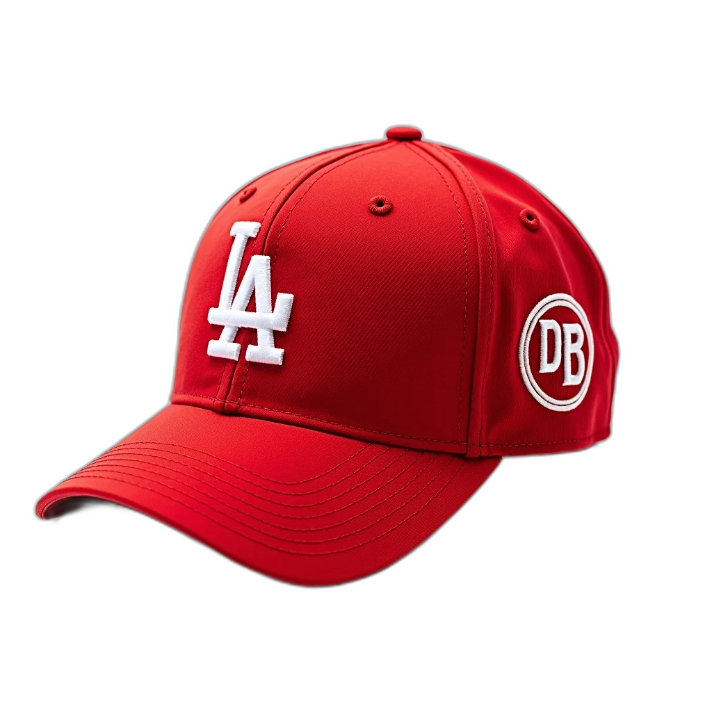 hat, 3d render, red, baseball, cap, white, logo, center transparent PNG cut-out
