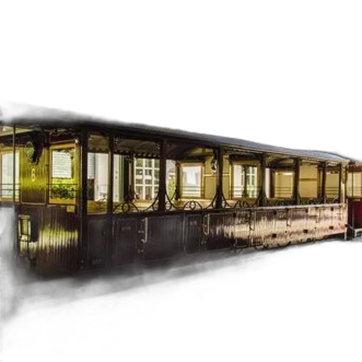 car, photorealistic, concept art, 3d render, fog, old-fashioned, train, sits transparent PNG cut-out