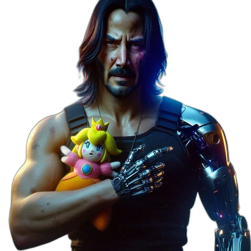 weapon, robot, animal, cyberpunk, concept art, 3d render, comic book art, older transparent PNG cut-out