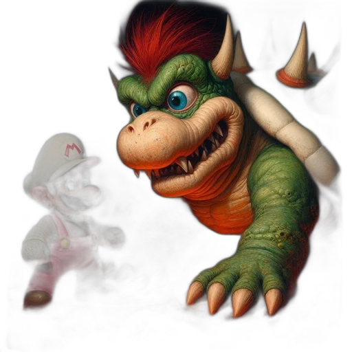dragon, creature, staff, concept art, fantasy art, 3d render, photorealistic, mario transparent PNG cut-out