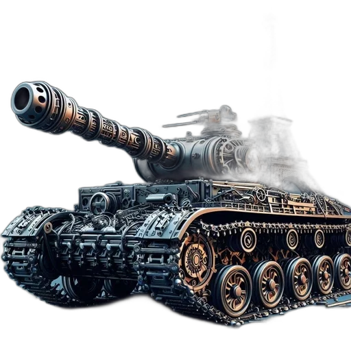 weapon, concept art, photorealistic, 3d render, fantasy art, steampunk, tank, stands transparent PNG cut-out