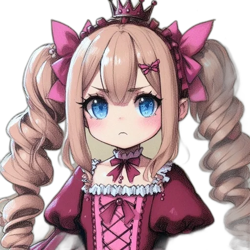 crown, staff, dress, dragon, anime, pixel art, cartoon, fantasy art transparent PNG cut-out