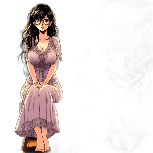 dress, staff, concept art, cartoon, anime, fantasy art, earth tones, monochrome transparent PNG cut-out
