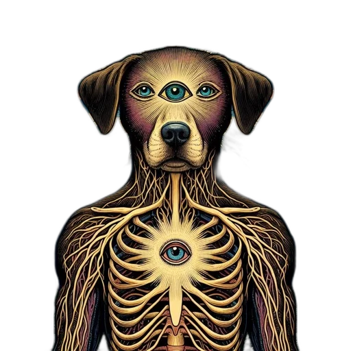animal, creature, mask, dress, concept art, pixel art, comic book art, dog transparent PNG cut-out