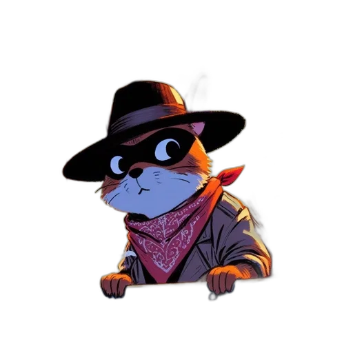 hat, staff, jacket, animal, concept art, cartoon, pixel art, 3d render transparent PNG cut-out