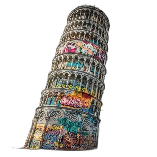 building, dress, hat, shoes, concept art, 3d render, photorealistic, graffiti-adorned transparent PNG cut-out
