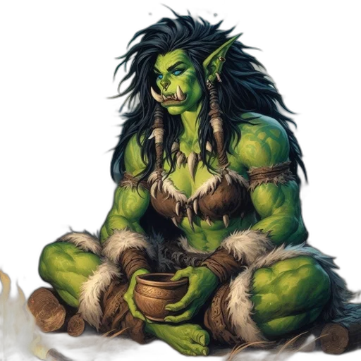 fantasy art, concept art, comic book art, pixel art, green, green-skinned, orc-like, creature transparent PNG cut-out
