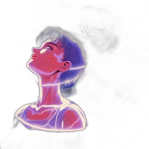 face, mask, crown, robot, watercolor, concept art, vaporwave, photorealistic transparent PNG cut-out