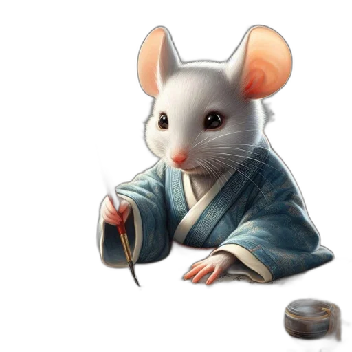 animal, concept art, photorealistic, 3d render, fantasy art, white, mouse, blue transparent PNG cut-out