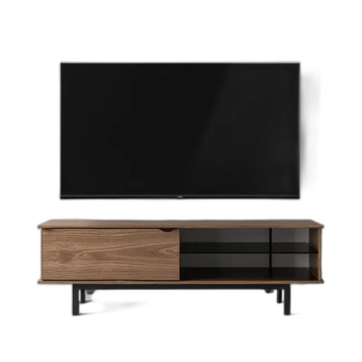 furniture, 3d render, sleek, modern, stand, curved, wooden, top transparent PNG cut-out
