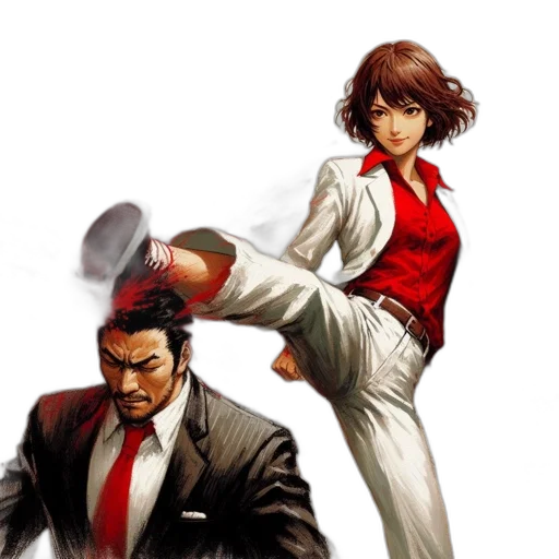 staff, concept art, comic book art, red, woman, white, suit, kicks transparent PNG cut-out