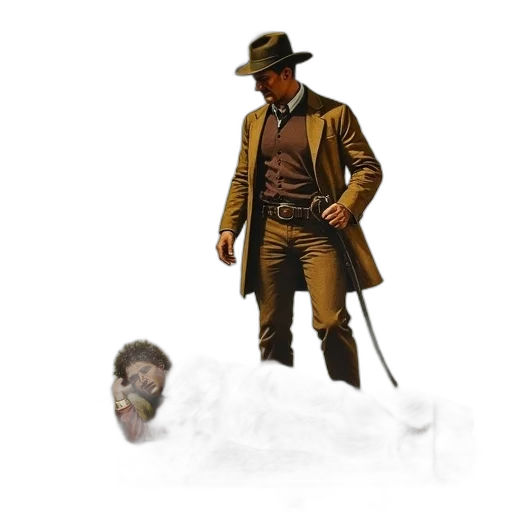 jacket, hat, staff, creature, concept art, pixel art, comic book art, fantasy art transparent PNG cut-out