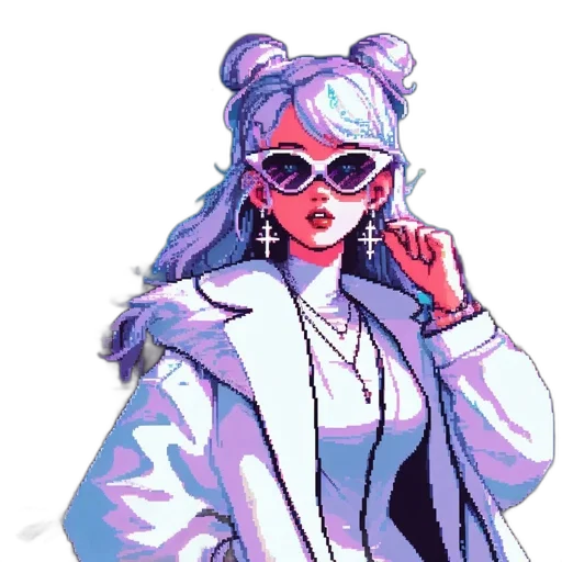 jacket, vaporwave, pixel art, cyberpunk, concept art, neon lights, pastel, neon transparent PNG cut-out