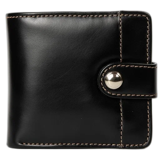 jewelry, black, leather, wallet, visible, stitching, detail, edges transparent PNG cut-out