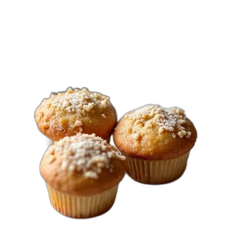 food, photorealistic, plate, three, muffins, placed, wooden, surface transparent PNG cut-out