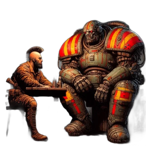 robot, furniture, weapon, concept art, comic book art, cyberpunk, fantasy art, outer space transparent PNG cut-out