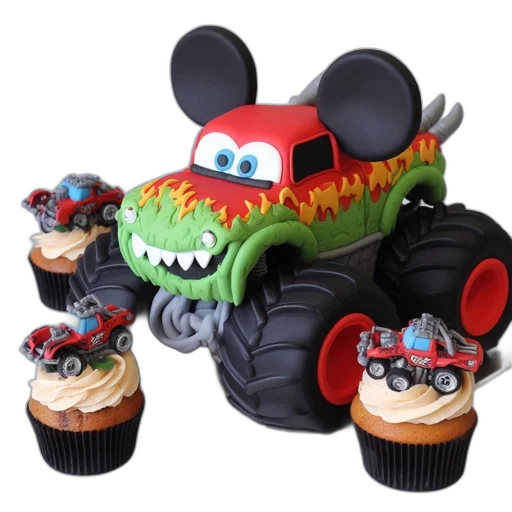 car, monster, truck-themed, cake, featuring, life-sized, design, truck transparent PNG cut-out