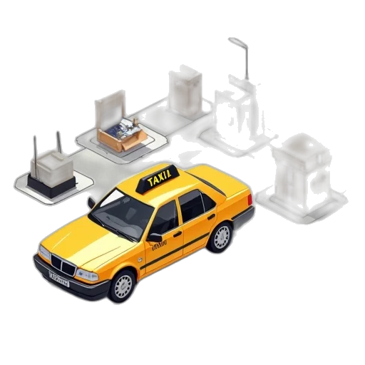 car, concept art, 3d render, taxi transparent PNG cut-out